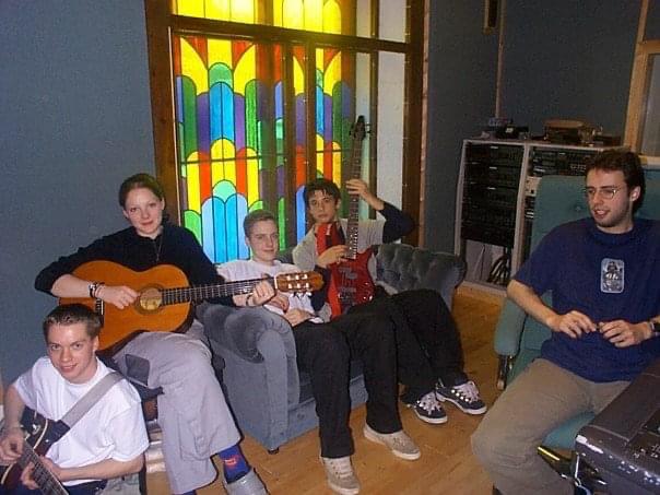 A picture of Melody with her first band aged 14 
